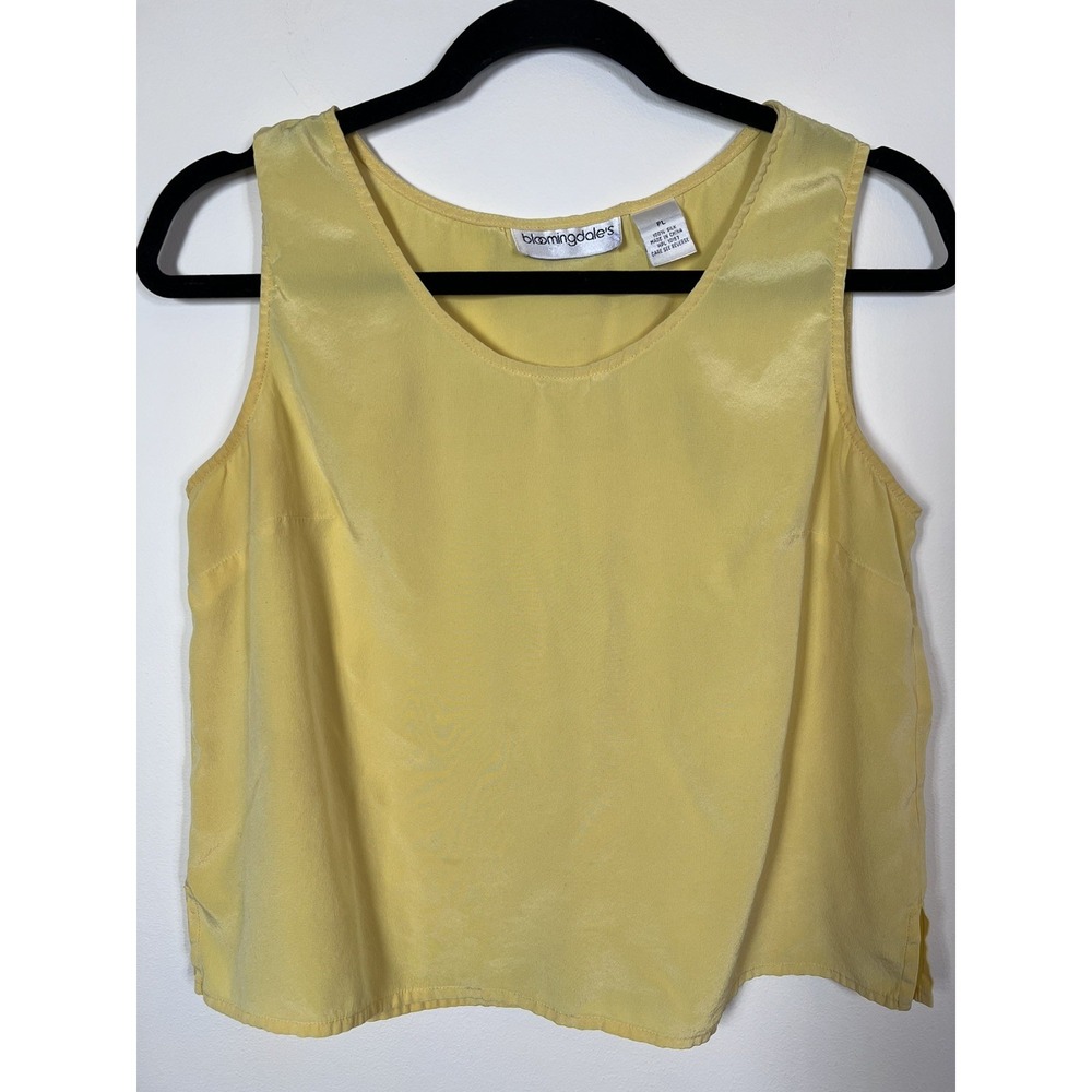 Bloomingdale's 100% Silk Tank Top Women Petite Large Yellow Sleeveless Shell Top